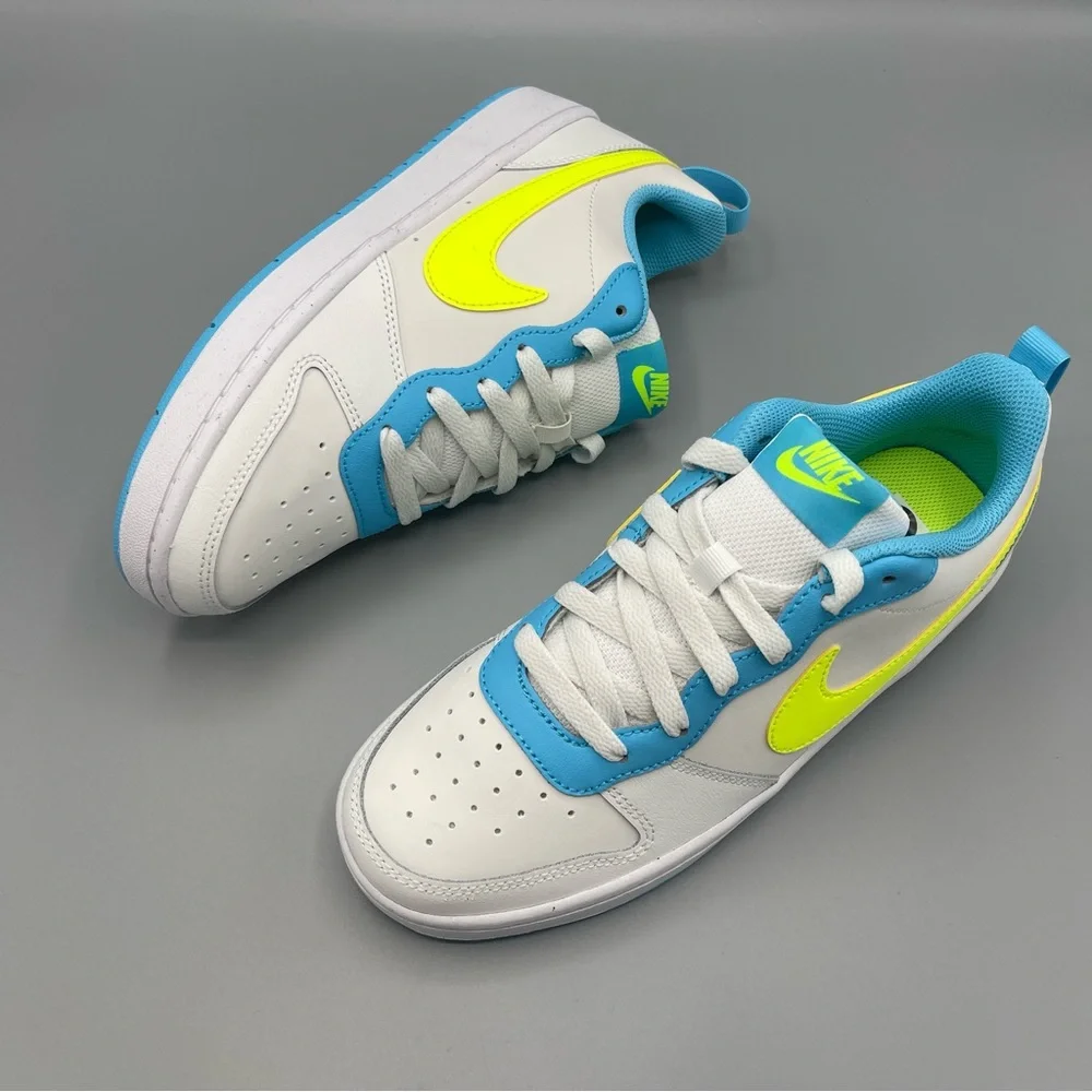 Nike Court Borough Low 2 GS /5Y 'White Baltic Blue Volt' Women's Size 6.5 - Picture 10 of 14